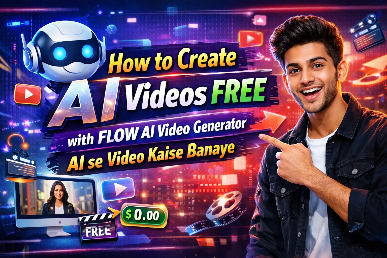 How to Create AI Videos FREE with FLOW AI Video Generator | AI se Video Kaise Banaye